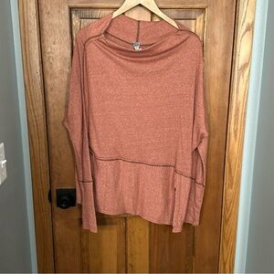 We The Free People Orange Oversized Comfy Ribbed Knit Tunic Top Womens Small